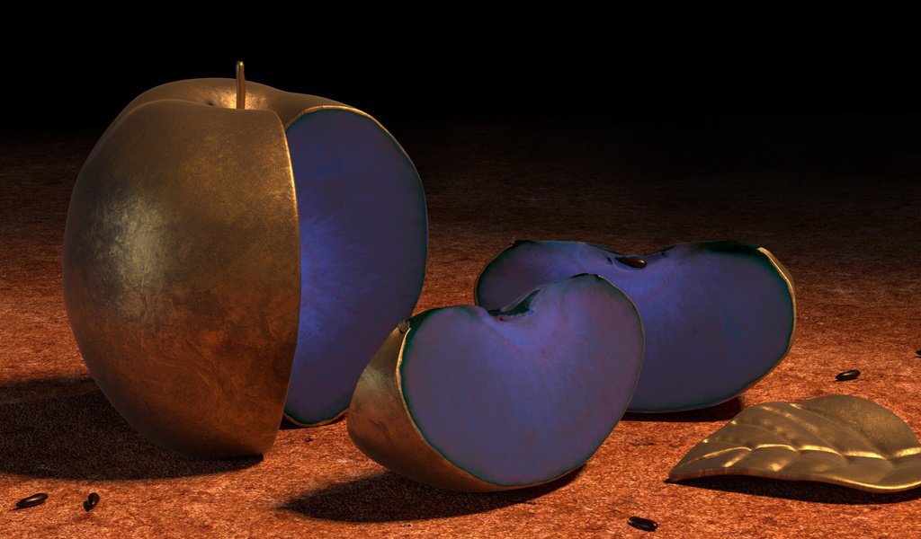 Обои металл, яблоко, синее, 3д, metal, apple, blue, 3d разрешение 1920x1080 Загрузить