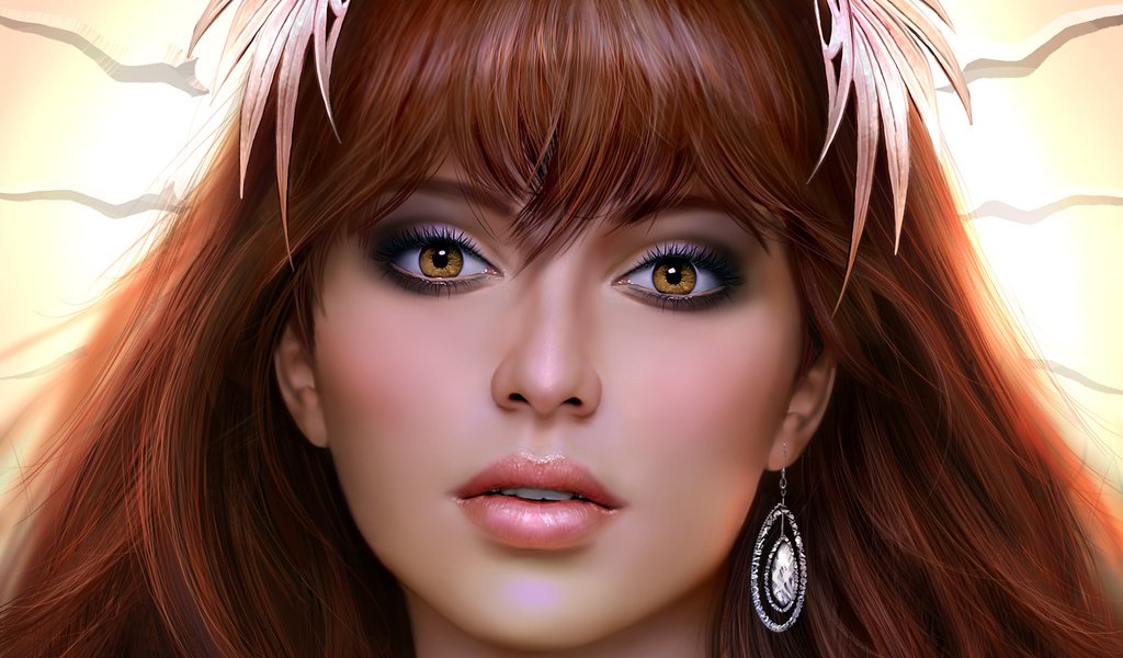 Обои арт, девушка, взгляд, карие глаза, серьга, art, girl, look, brown eyes, earring разрешение 2550x1879 Загрузить