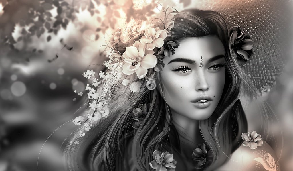 Обои цветы, девушка, волосы, украшение, flowers, girl, hair, decoration разрешение 2048x1151 Загрузить