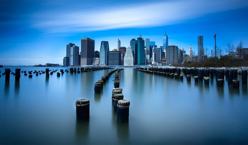 Обои небо, облака, город, сша, нью-йорк, выдержка, нью - йорк, the sky, clouds, the city, usa, new york, excerpt разрешение 2000x1140 Загрузить