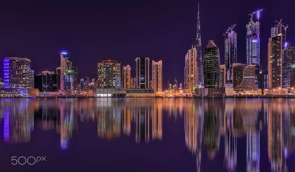 Обои ночь, огни, отражение, город, дубаи, оаэ, david gomes, night, lights, reflection, the city, dubai, uae разрешение 1920x1200 Загрузить