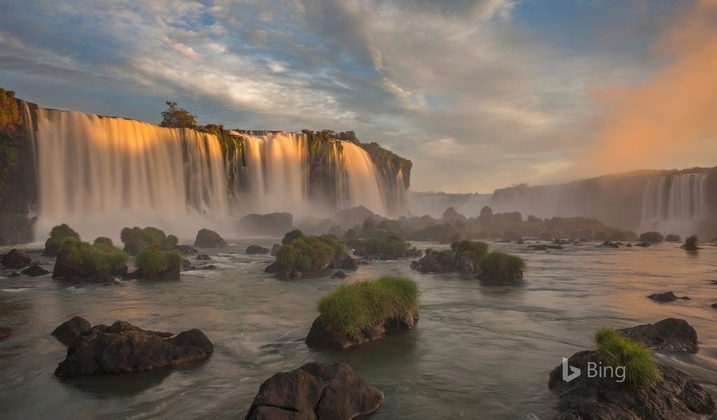 Обои река, природа, водопад, бразилия, bing, парана, национальный парк игуасу, river, nature, waterfall, brazil, paraná, iguazu national park разрешение 1920x1200 Загрузить