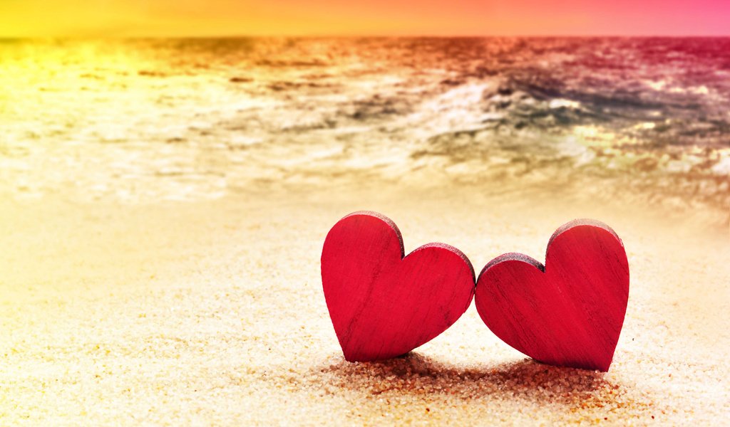 Обои закат, море, песок, пляж, сердце, сердечки, sunset, sea, sand, beach, heart, hearts разрешение 3840x2400 Загрузить