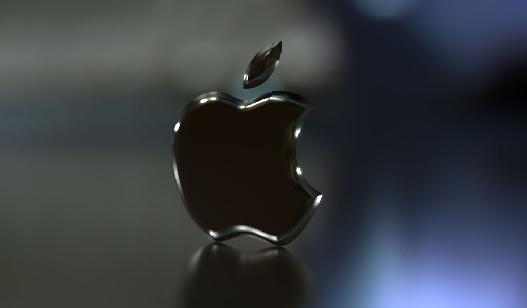 Обои отражение, логотип, черный фон, эппл, reflection, logo, black background, apple разрешение 1920x1200 Загрузить