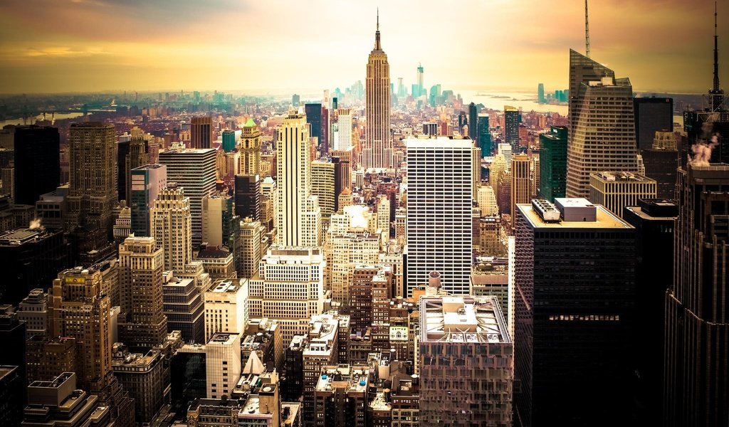 Обои закат, город, америка, небоскребы, сша, нью - йорк, sunset, the city, america, skyscrapers, usa, new york разрешение 2048x1365 Загрузить