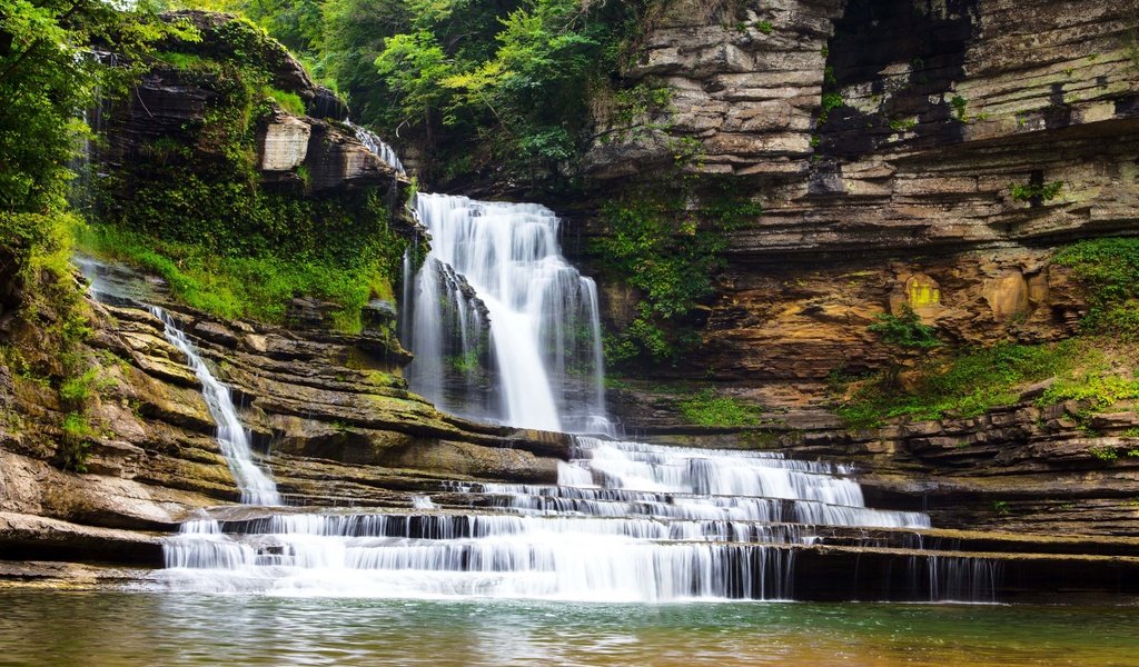 Обои скалы, природа, пейзаж, водопад, каскад, rocks, nature, landscape, waterfall, cascade разрешение 3840x2400 Загрузить