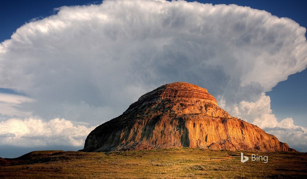 Обои облака, природа, пейзаж, гора, канада, bing, саскачеван, big muddy valley, castle butte, clouds, nature, landscape, mountain, canada разрешение 1920x1200 Загрузить