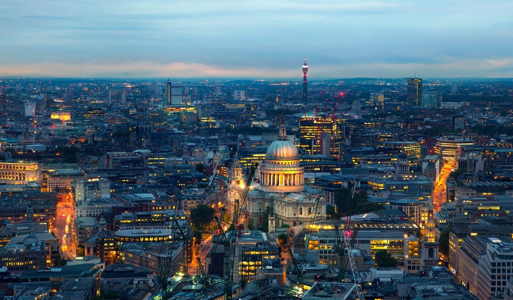Обои панорама, лондон, город, дома, здания, огни города, panorama, london, the city, home, building разрешение 1920x1200 Загрузить