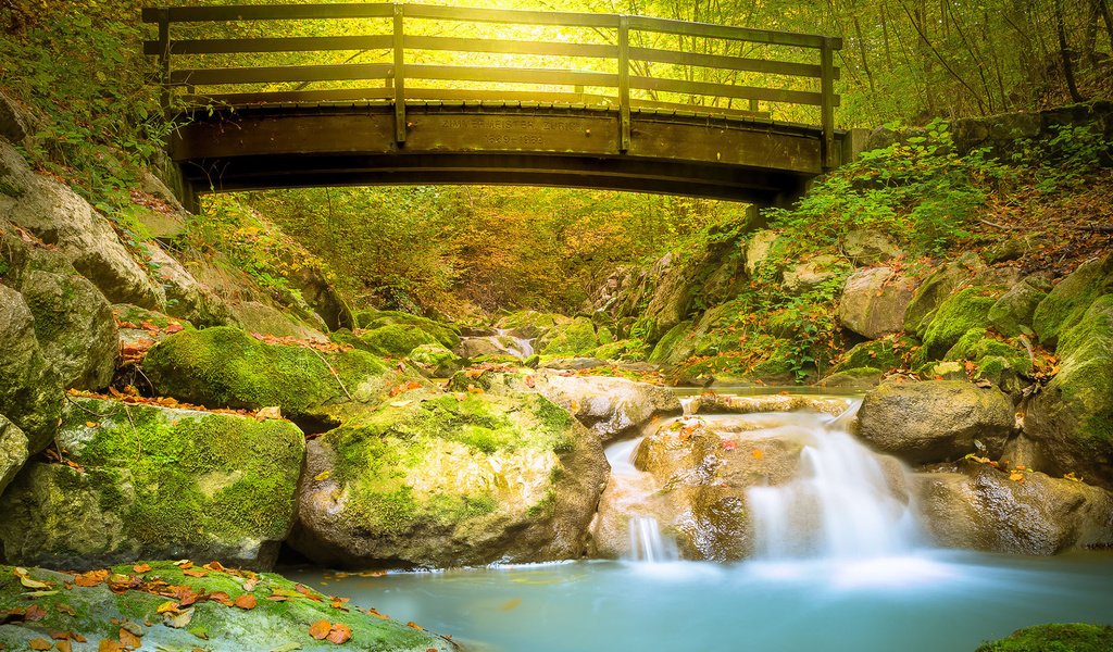 Обои река, природа, мост, водопад, river, nature, bridge, waterfall разрешение 1920x1200 Загрузить