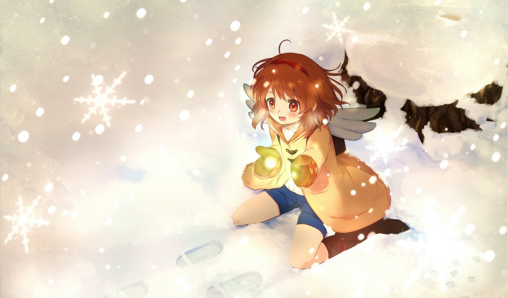 Обои зима, снежинки, аниме, kanon, ayu tsukimiya, winter, snowflakes, anime разрешение 2105x1491 Загрузить