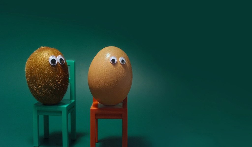 Обои фон, стул, юмор, киви, яйцо, глазки, background, chair, humor, kiwi, egg, eyes разрешение 1920x1200 Загрузить