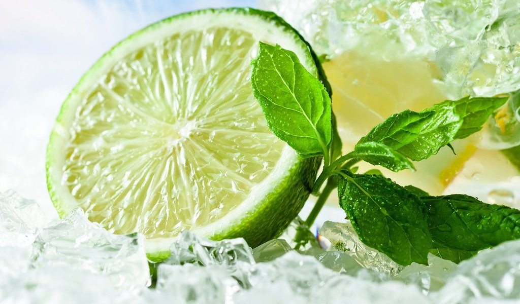 Обои мята, фрукты, лёд, лимон, лайм, цитрус, mint, fruit, ice, lemon, lime, citrus разрешение 3744x2950 Загрузить