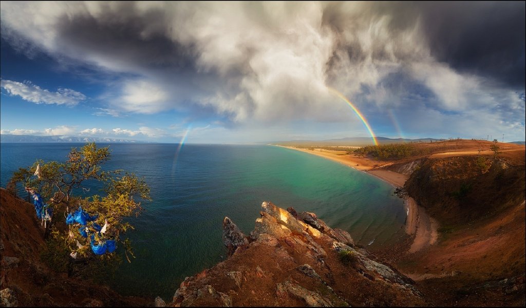 Обои небо, минаев павел, облака, озеро, природа, радуга, остров, байкал, ольхон, the sky, pavel minaev, clouds, lake, nature, rainbow, island, baikal, olkhon разрешение 1920x1123 Загрузить