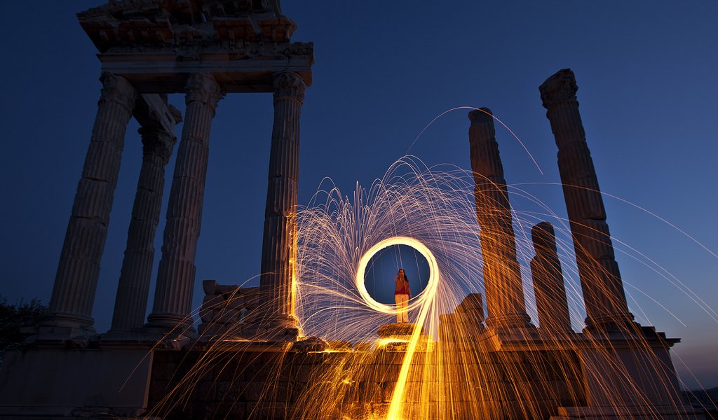 Обои небо, город, руины, греция, храм посейдона, the sky, the city, ruins, greece, temple of poseidon разрешение 5000x3512 Загрузить