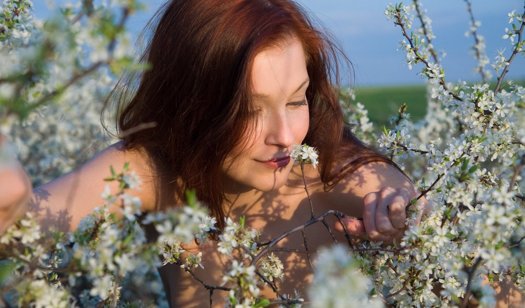 Обои цветы, цветение, девушка, поза, ветки, весна, волосы, flowers, flowering, girl, pose, branches, spring, hair разрешение 2560x1600 Загрузить