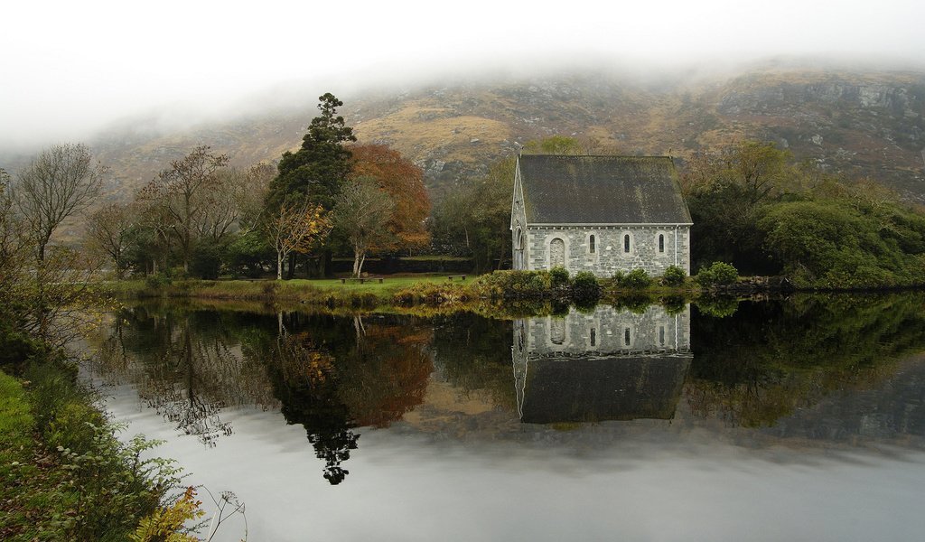 Обои река, спокойствие, дом, ирландия, river, calm, house, ireland разрешение 1920x1200 Загрузить