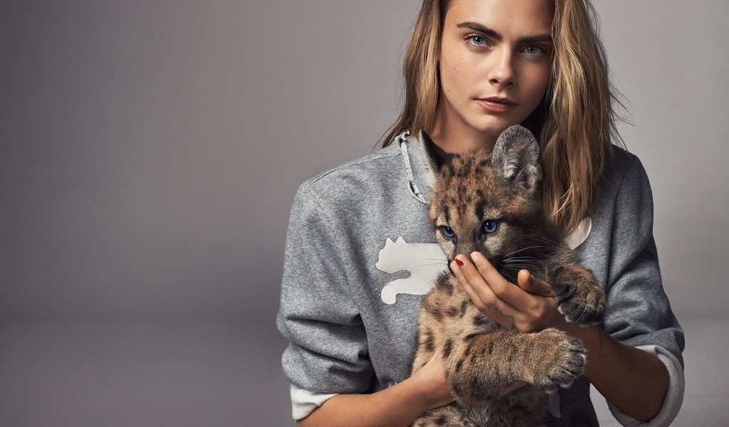 Обои модель, актриса, пума, детеныш, кара делевинь, model, actress, puma, cub, cara delevingne разрешение 1920x1200 Загрузить