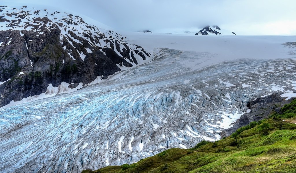 Обои горы, снег, природа, лёд, аляска, фьорд, mountains, snow, nature, ice, alaska, the fjord разрешение 2048x1368 Загрузить