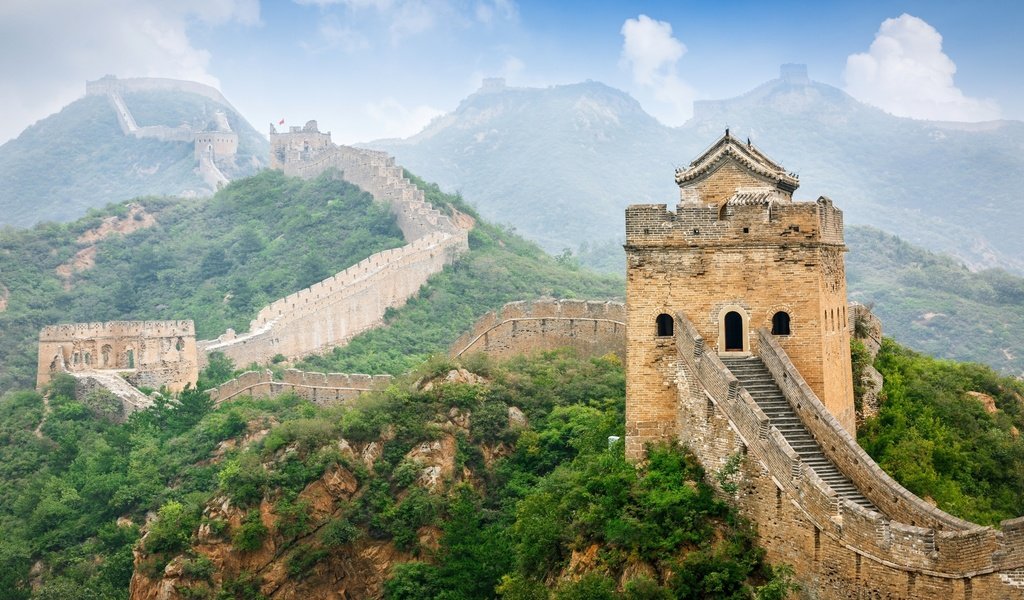 Обои небо, горы, стена, китай, the sky, mountains, wall, china разрешение 2560x1600 Загрузить