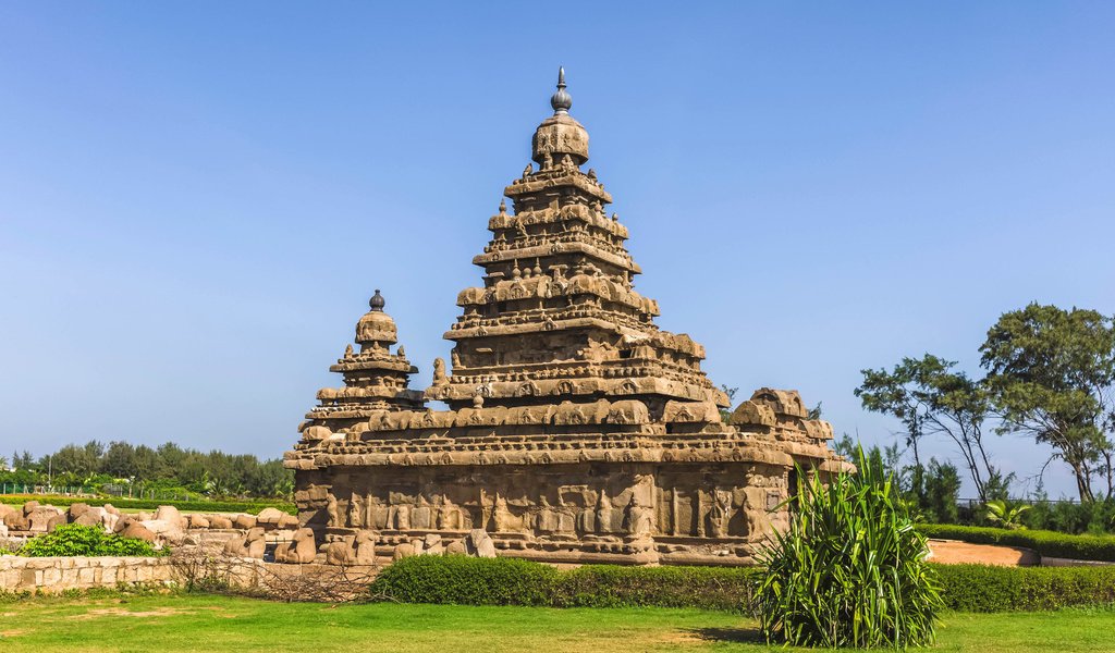 Обои храм, индия, махабалипурам, мамаллапурам, temple, india, mahabalipuram, mamallapuram разрешение 3840x2400 Загрузить