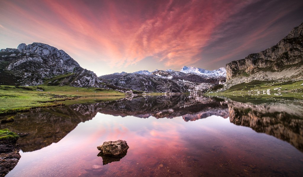 Обои озеро, горы, природа, отражение, juan ignacio cuadrado, lake, mountains, nature, reflection разрешение 1920x1200 Загрузить