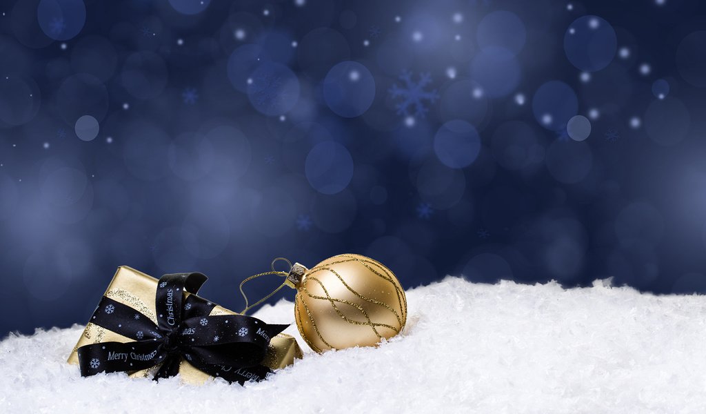 Обои снег, новый год, подарки, шар, рождество, snow, new year, gifts, ball, christmas разрешение 1920x1200 Загрузить