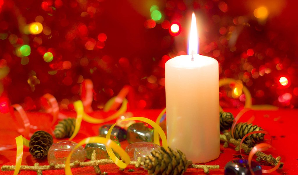 Обои новый год, свеча, рождество, шишки, new year, candle, christmas, bumps разрешение 1920x1200 Загрузить
