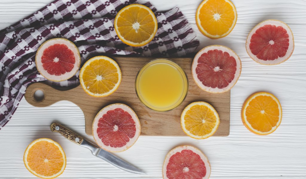 Обои напиток, апельсин, дольки, грейпфрут, сок, фреш, drink, orange, slices, grapefruit, juice, fresh разрешение 5760x3840 Загрузить
