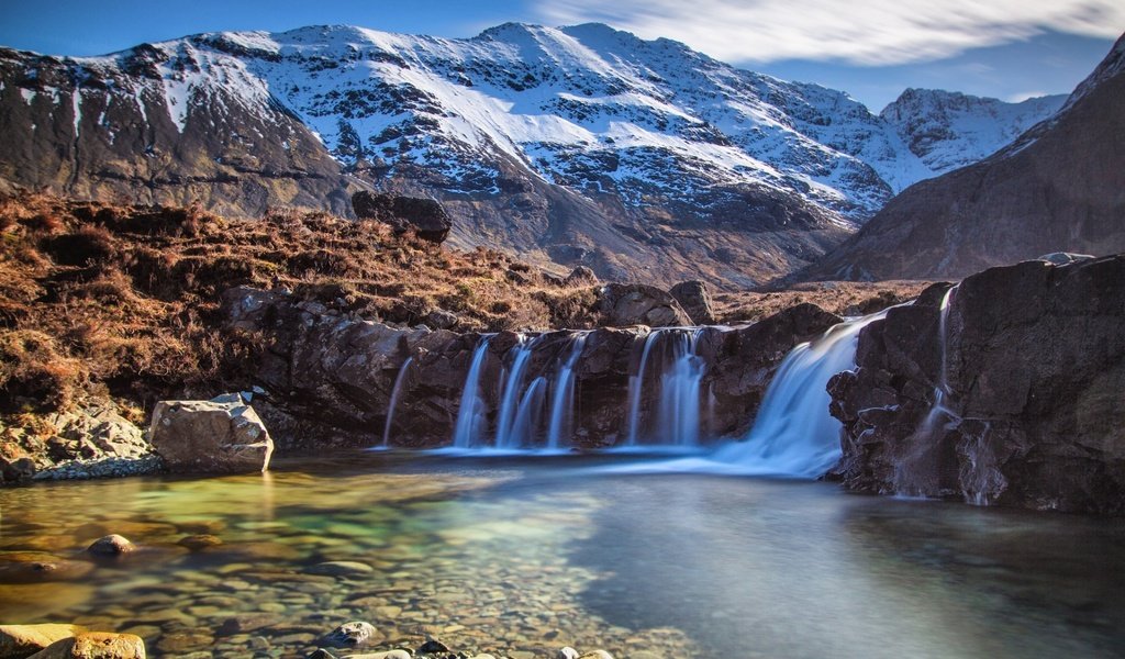 Обои озеро, горы, снег, камни, водопад, чили, анды, патагония, lake, mountains, snow, stones, waterfall, chile, andes, patagonia разрешение 1920x1200 Загрузить