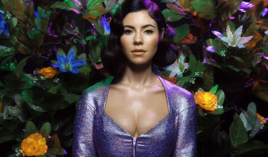 Обои цветы, декольте, девушка, marina and the diamonds, марина ламбрини диамандис, платье, брюнетка, взгляд, волосы, лицо, певица, flowers, neckline, girl, marina diamandis lambrini, dress, brunette, look, hair, face, singer разрешение 3743x2495 Загрузить