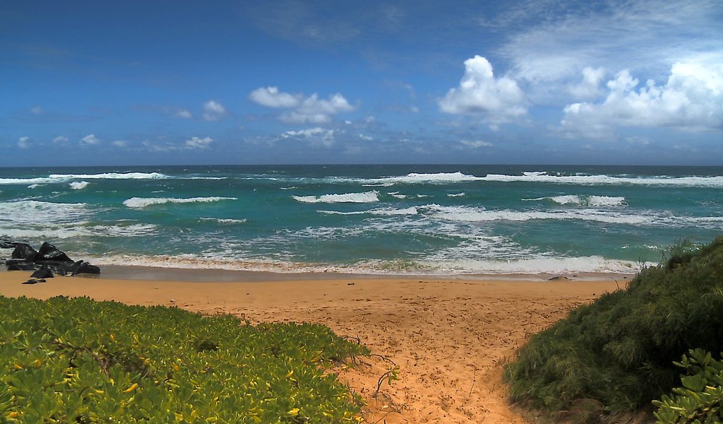 Обои облака, волны, море, пляж, clouds, wave, sea, beach разрешение 1920x1080 Загрузить