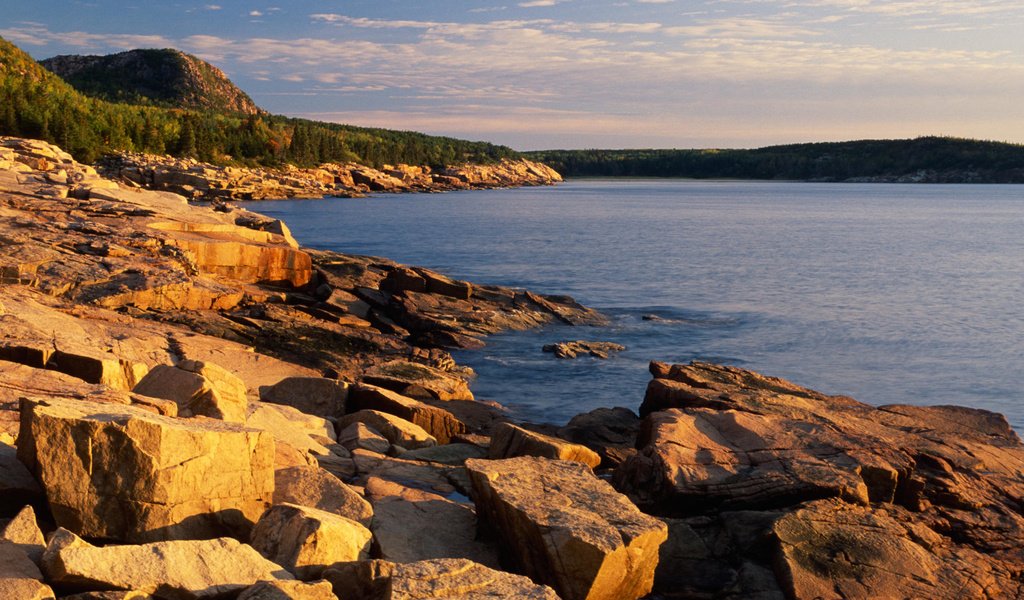 Обои небо, горы, скалы, камни, море, мэйн, acadia national park, the sky, mountains, rocks, stones, sea, maine разрешение 1920x1080 Загрузить