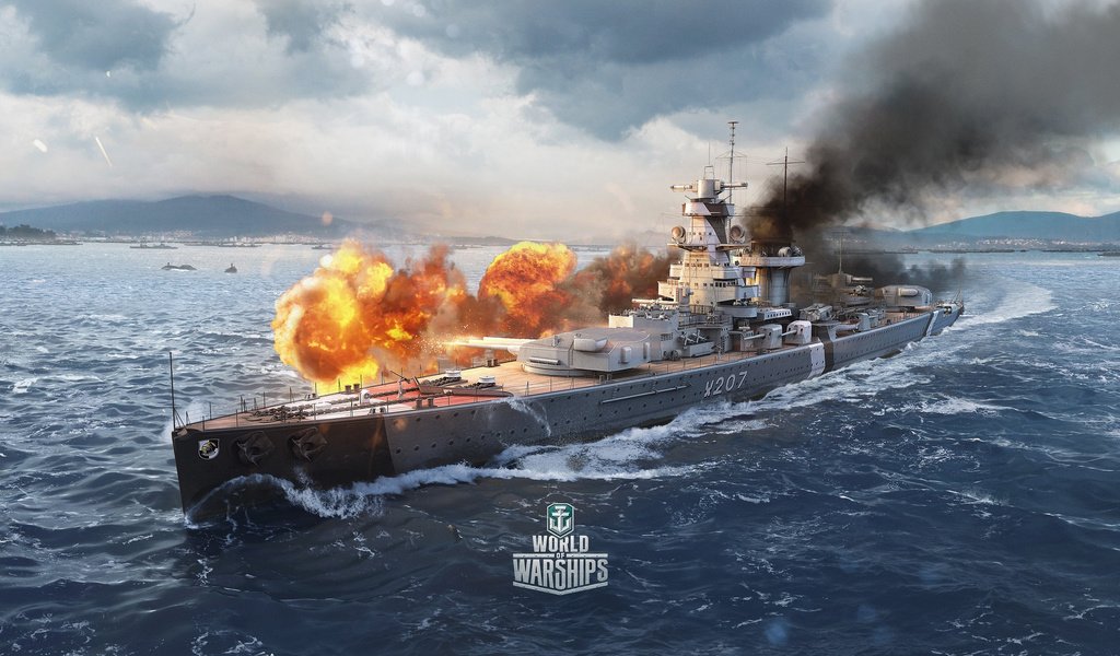 Обои битва, world of warships, игры бой, battle, fighting games разрешение 1920x1080 Загрузить