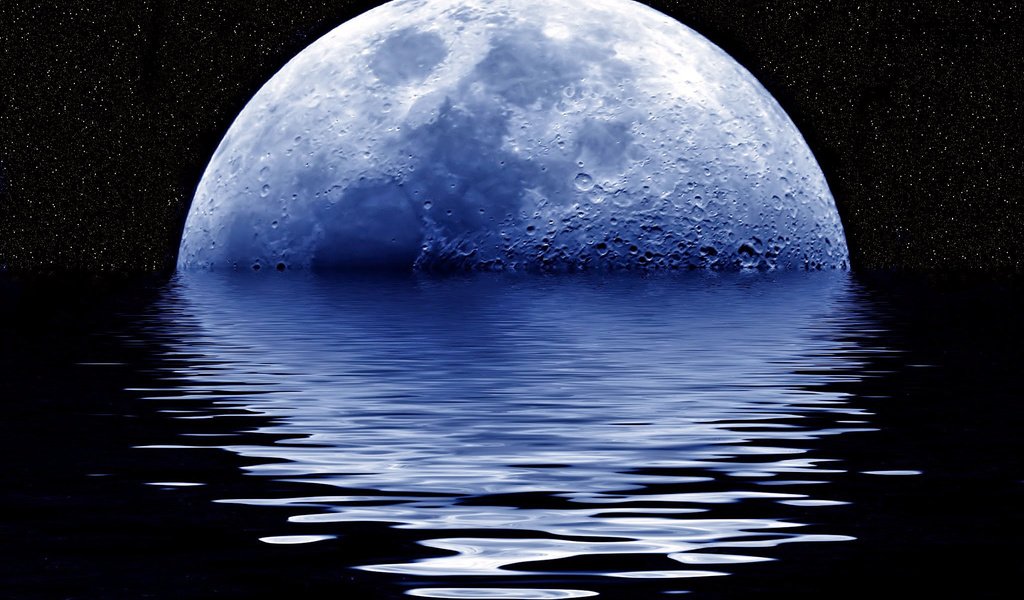 Обои ночь, вода, луна, night, water, the moon разрешение 2048x1365 Загрузить