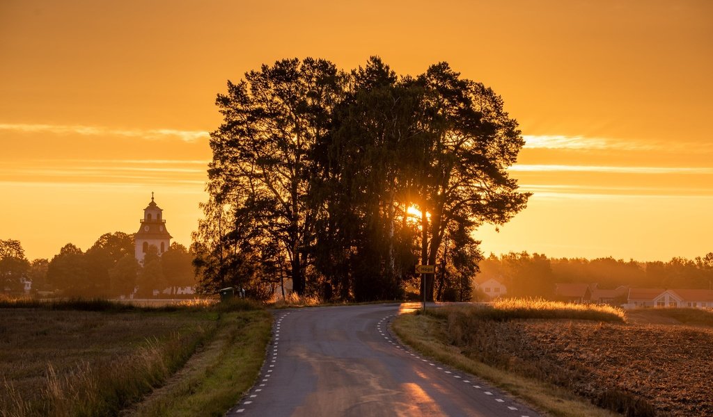 Обои швеции, östergötland, road to church, stora vänge, sweden разрешение 2048x1367 Загрузить