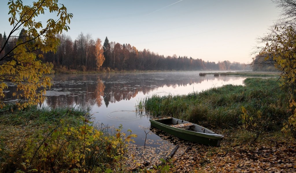 Обои осень, лодка, autumn, boat разрешение 3840x2160 Загрузить