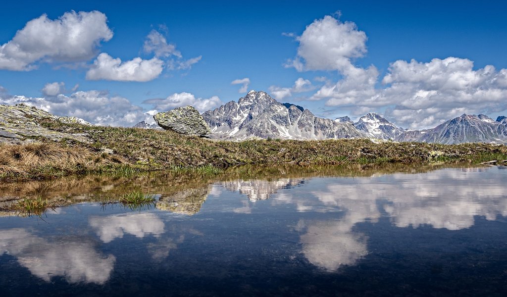 Обои озеро, горы, отражение, панорама, швейцария, энгадин, swiss alps, lake, mountains, reflection, panorama, switzerland, engadine разрешение 3800x1202 Загрузить