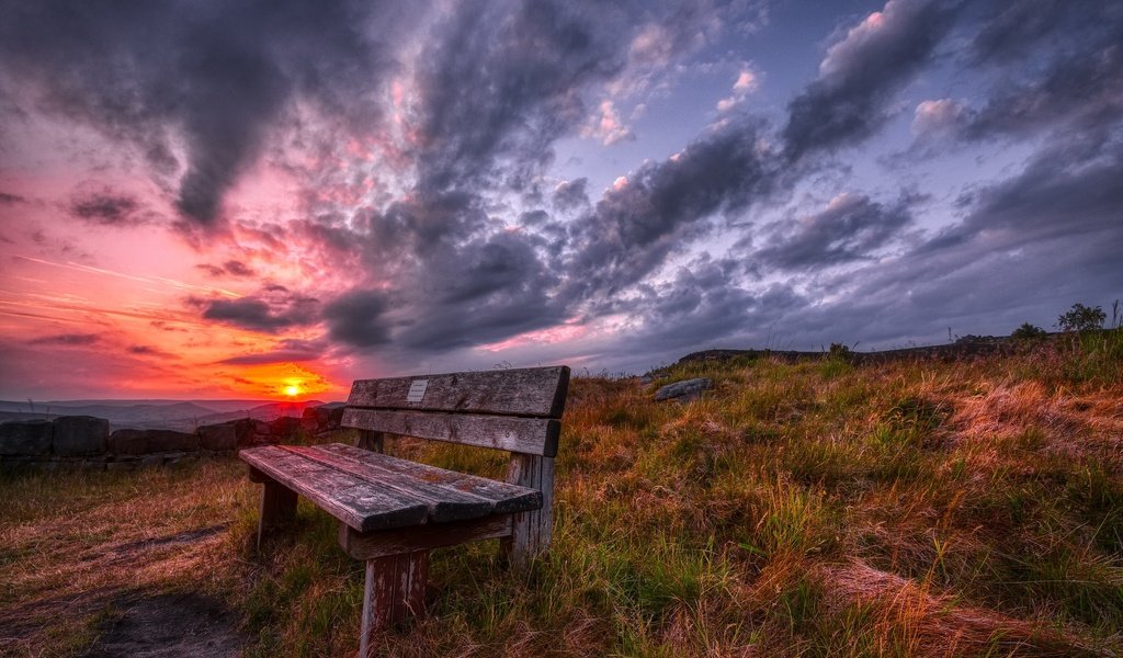 Обои природа, закат, скамья, nature, sunset, bench разрешение 2048x1300 Загрузить