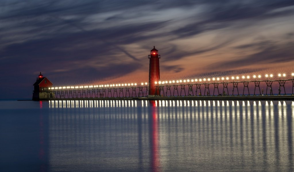 Обои маяк, мичиган, lighthouse, michigan разрешение 3840x2160 Загрузить