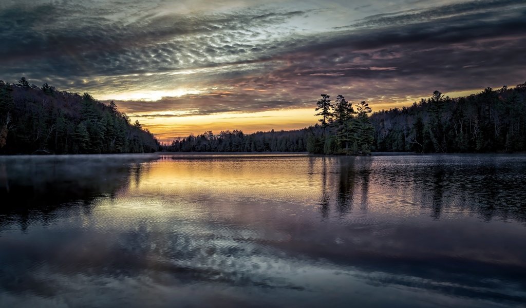 Обои озеро, природа, закат, lake, nature, sunset разрешение 3840x2160 Загрузить