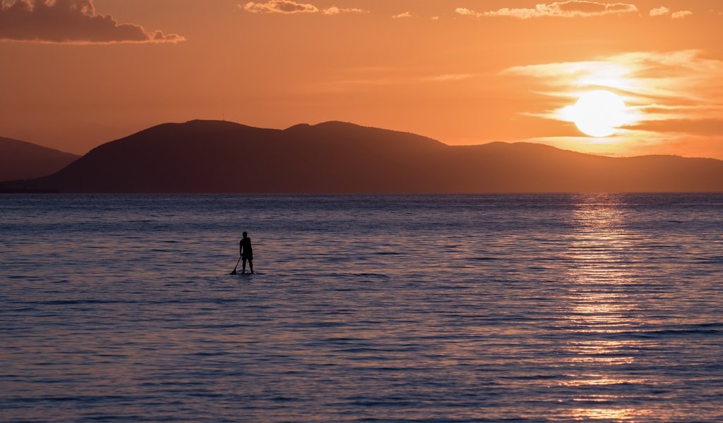 Обои закат, море, доска, человек, sunset, sea, board, people разрешение 3840x2160 Загрузить