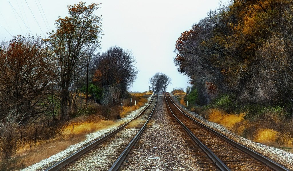 Обои железная дорога, природа, осень, railroad, nature, autumn разрешение 3840x2160 Загрузить