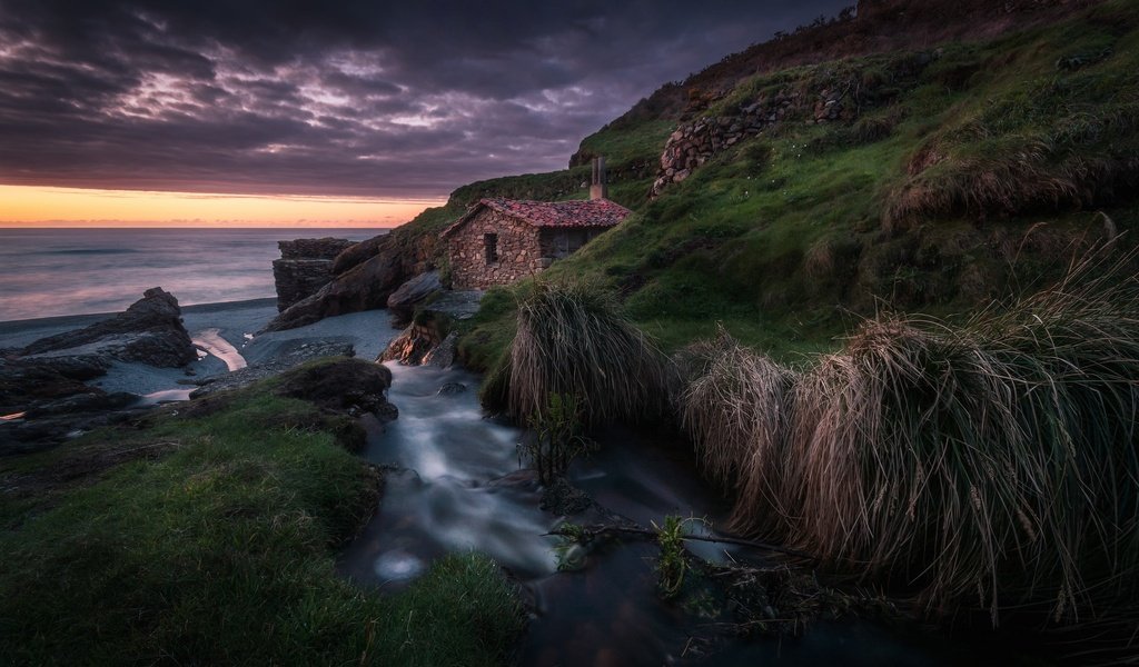 Обои море, побережье, испания, астурия, vallina beach, sea, coast, spain, asturias разрешение 2048x1280 Загрузить