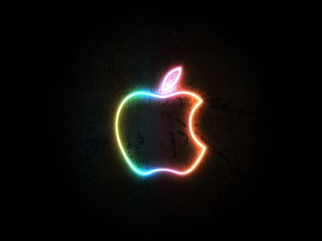 Обои неон, черный, логотип, эппл, neon, black, logo, apple разрешение 1920x1200 Загрузить