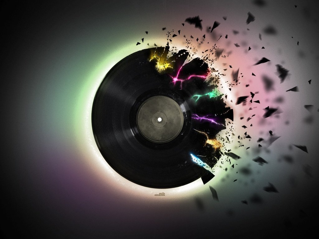 Обои музыка, черный, винил, куски, пластинка, music, black, vinyl, pieces, record разрешение 1920x1080 Загрузить