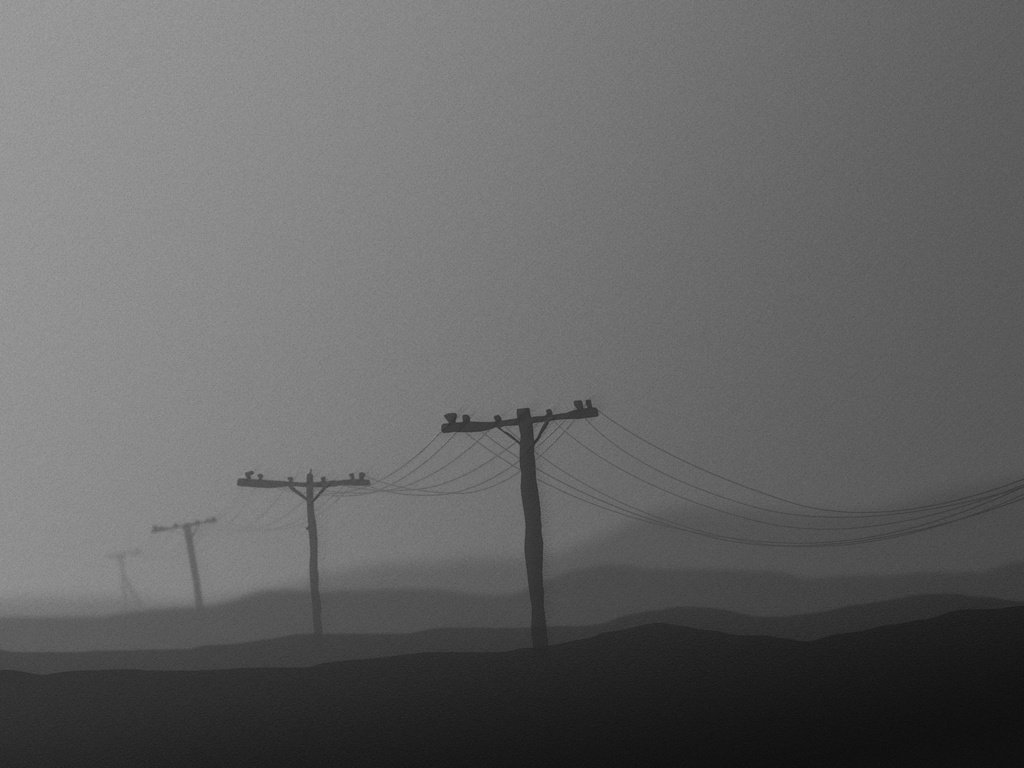 Обои провода, столбы, черно-белая, серый, wire, posts, black and white, grey разрешение 2560x1600 Загрузить