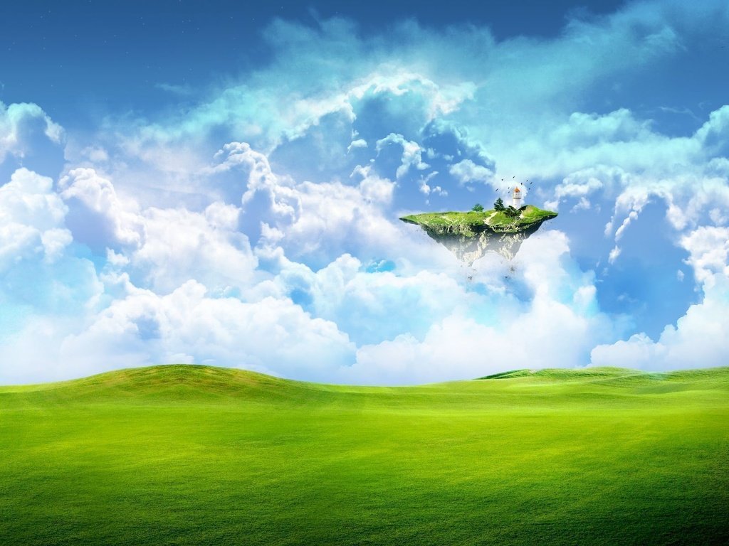 Обои небо, трава, облака, земля, зелень, обои, поле, фантастика, the sky, grass, clouds, earth, greens, wallpaper, field, fiction разрешение 1920x1200 Загрузить