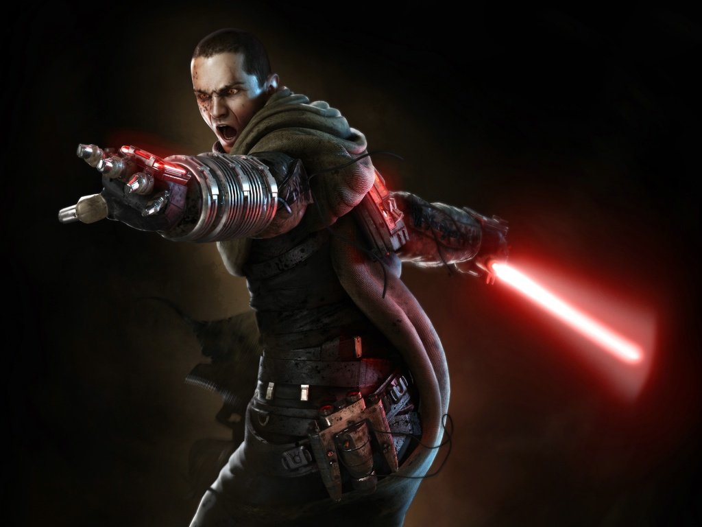 Обои звездные войны, световой меч, sw the force unleashed, старкиллер, гален марек, star wars, lightsaber, starkiller, galen marek разрешение 3840x2720 Загрузить