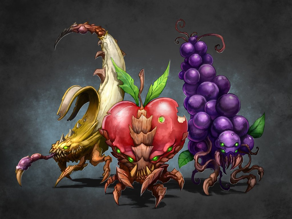 Обои фрукты, starcraft2, зерг, fruit-dealer, fruit, zerg разрешение 3124x2512 Загрузить