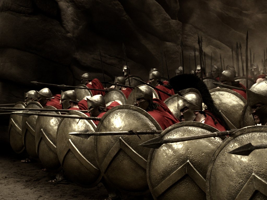 Обои щиты, 300, спартанцы, копья, shields, the spartans, spears разрешение 3100x1618 Загрузить